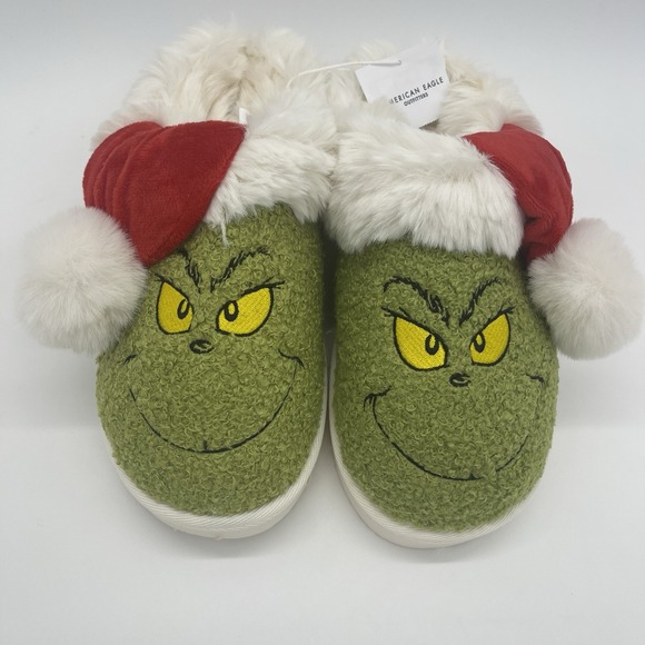 American Eagle Outfitters Shoes - American Eagle Grinch Scuff Cozy Slippers‎ Women Size 10 Holiday Christmas NWT